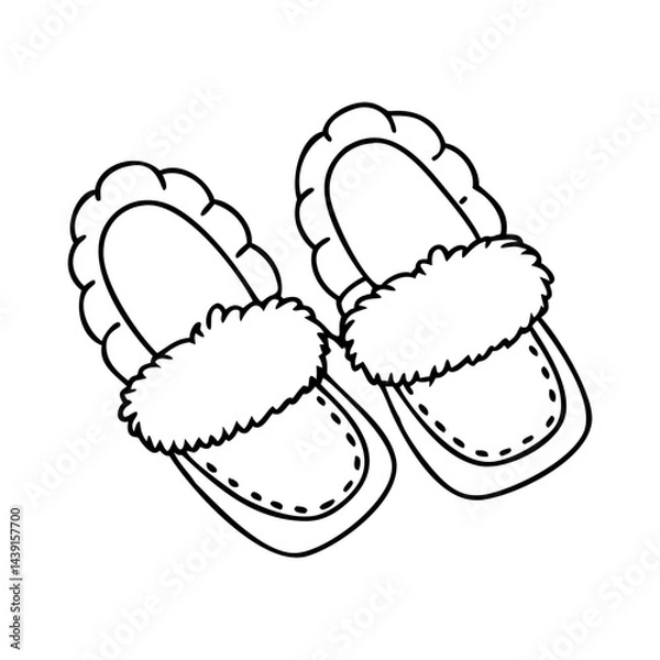 Fototapeta fuzzy slippers icon, fuzzy slippers line art - simple line art of fuzzy slippers, perfect for fuzzy slippers logos and icons