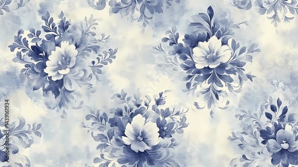 Obraz Tile of old-fashioned floral wallpaper with intricate botanical details and retro styling, perfect for classic-themed projects and vintage decor.