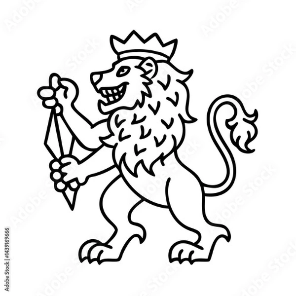 Fototapeta bavarian lion icon, bavarian lion line art - simple line art of bavarian lion, perfect for bavarian lion logos and icons