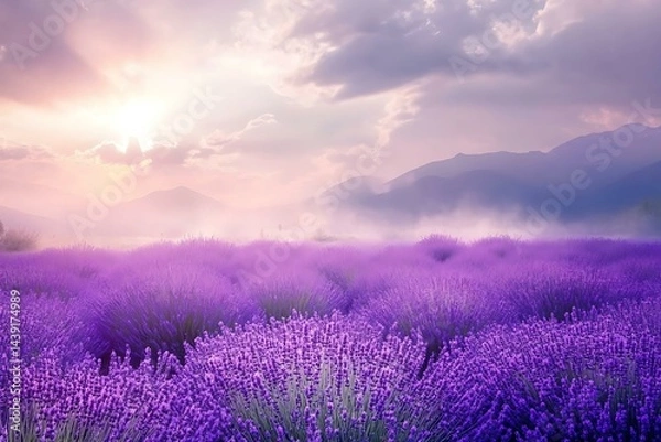 Fototapeta 79. lavender field in bloom under cloudy sky