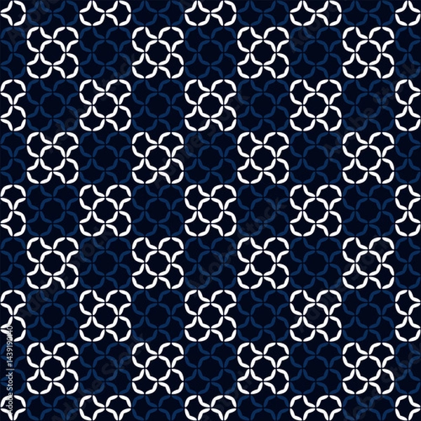 Obraz Simple geometric pattern abstract round shapes motif classic blue minimal background. Repeat tiny small element modern fabric design textile swatch ladies dress, man scarf, shirt all over print block.