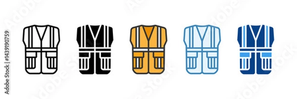 Fototapeta Safety Vest  Icon Set Multiple Style Collection