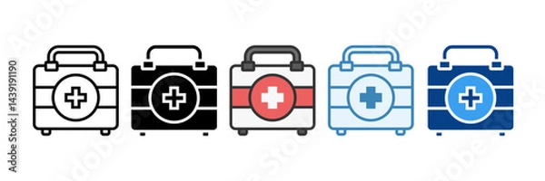 Fototapeta First Aid Box  Icon Set Multiple Style Collection
