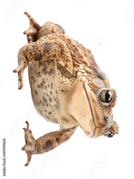 Obraz Side view of single gray toad looking up isolated and generated with AI in png file format