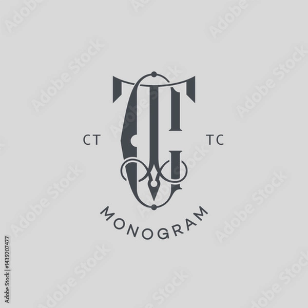 Fototapeta Monogram letters CT