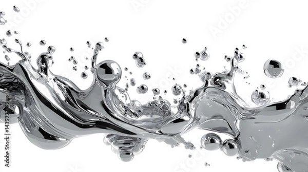 Obraz Stunning abstract representation of liquid metal splashing and flowing, showcasing dynamic movement and reflective surfaces that create engaging visual experience