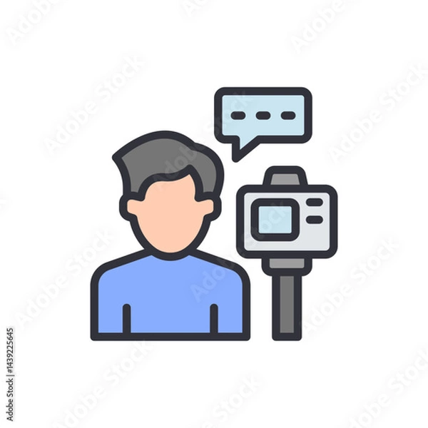 Fototapeta Content creator colored icons, minimalist vector illustration ,simple transparent graphic element .Isolated on white background