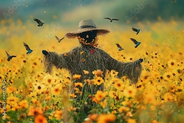 Fototapeta scarecrow in the field
