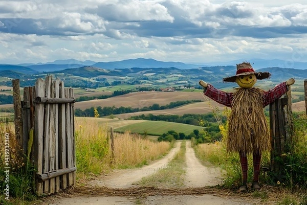 Fototapeta scarecrow in the field