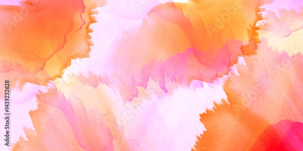 Obraz Abstract Pattern multicolored hues filling the top quarter, Vibrant Watercolor Gradient, Watercolor Splash Background for Advertising and Banner, ideal for creative and modern designs.