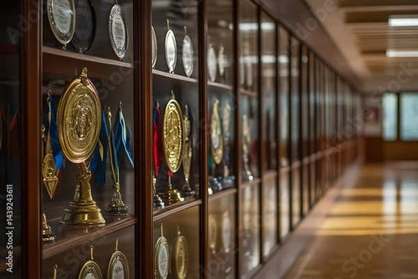 Fototapeta a trophy case in a school