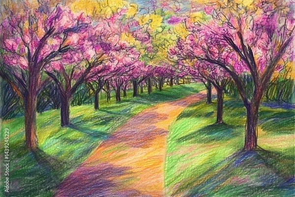 Fototapeta a vibrant sketch of  autumn trees
