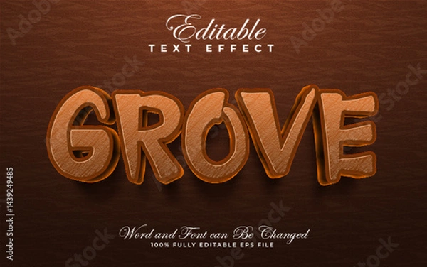 Fototapeta Vector Grove editable text effect in textured style
