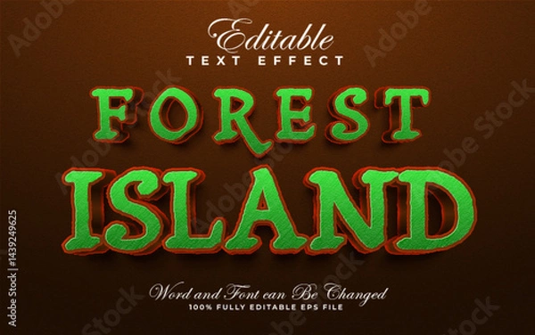 Fototapeta Forest Island editable text effect in textured style