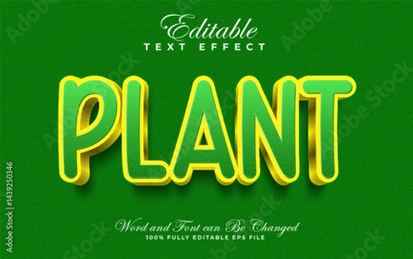 Fototapeta Plant editable text effect in colorful and textured style