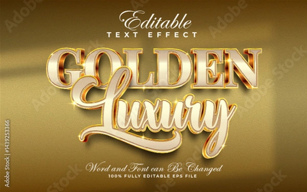 Fototapeta Golden Luxury editable text effect in textured and glowing style