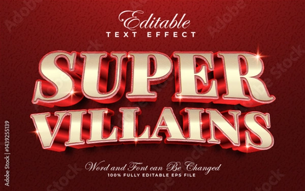 Fototapeta Super Villains editable text effect in textured and glowing style