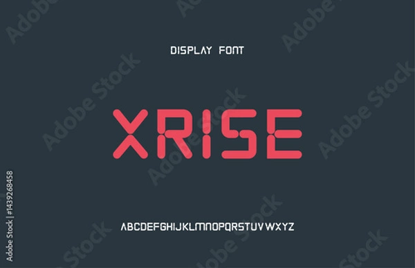 Fototapeta "Modern futuristic Techno Display Font, Bold Geometric Block Style Typeface For logos and Branding"