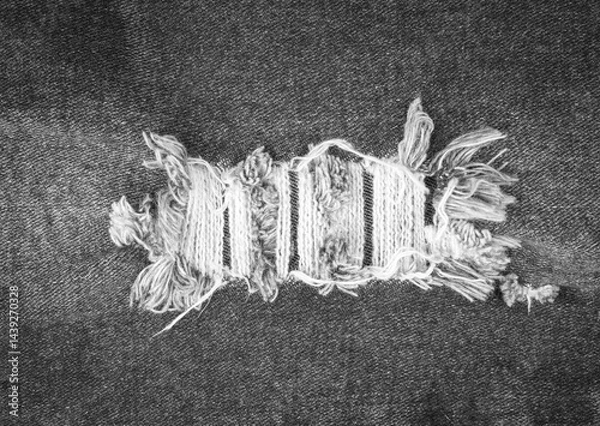 Fototapeta Black and white denim texture abstract, Textures ripped jeans background, for design