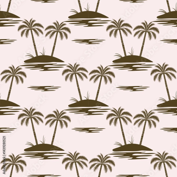 Fototapeta Seamless palm tree pattern featuring tropical botanical elements. This design is perfect for summer.	