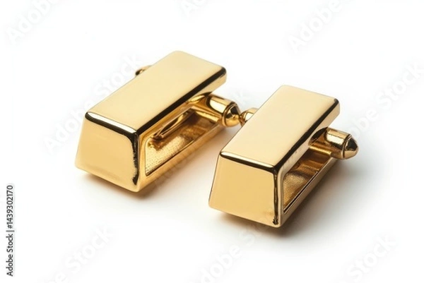 Fototapeta Cufflinks: The Gold Bar Edition Isolated On White Background.