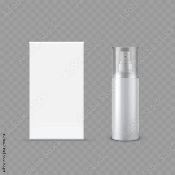 Obraz Blank Spray Bottle and Box Packaging Mockup - Vector