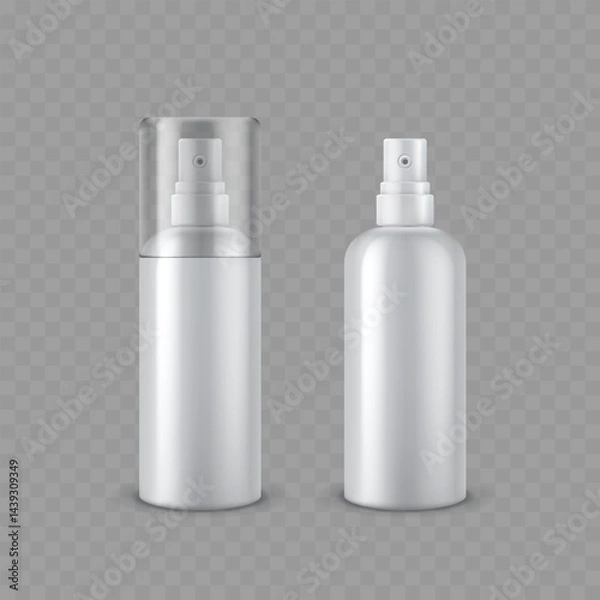 Obraz Transparent Spray Bottles with White Caps - Vector