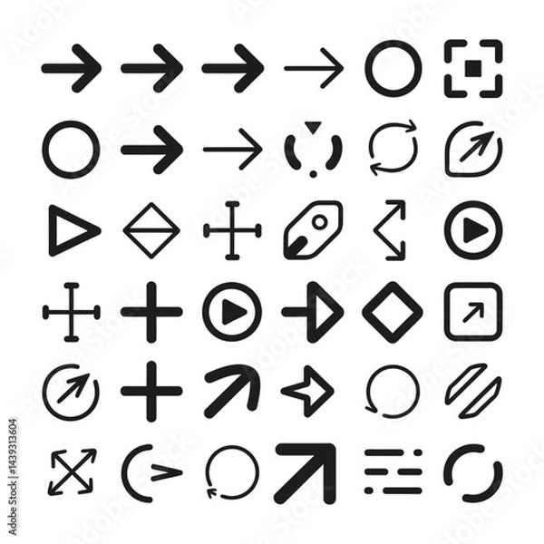 Fototapeta Black arrow vector icon pack