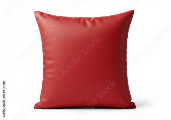 Fototapeta Isolated red pillow on white background for interior design mockup