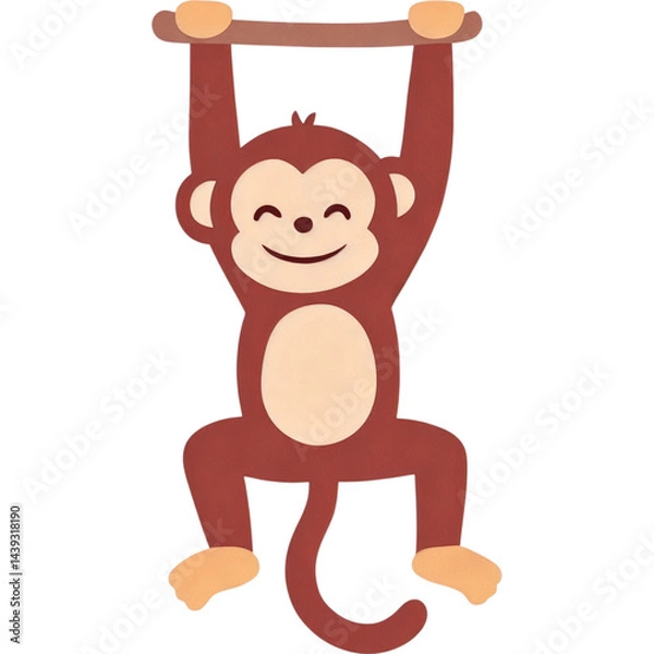 Fototapeta Cartoon Swinging Monkey with Tail