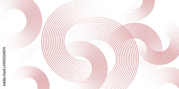 Fototapeta White and red abstract background with geometric circle shapes. abstract geometric background Vector, illustration. Modern graphic design element circles artistic, for poster, cover, banner,