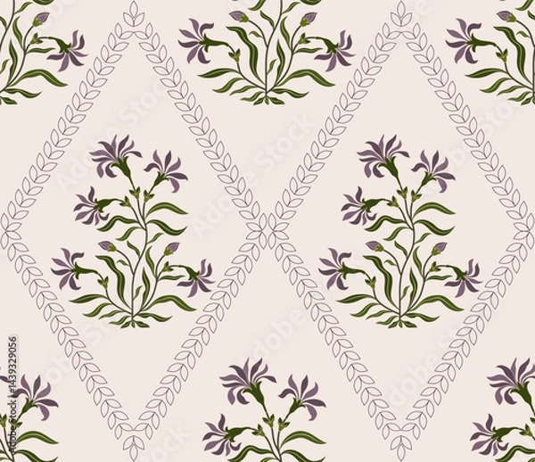 Obraz Hand drawn colourful flowers, seamless patterns with floral for fabric, textiles, clothing, wrapping paper, backdrop, banner, illustration, abstract backgrounds.
