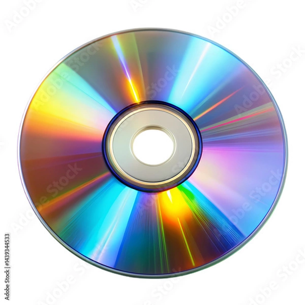 Fototapeta Compact Disc CD ROM DVD Data Storage Media Technology Rainbow Reflection on Transparent  background