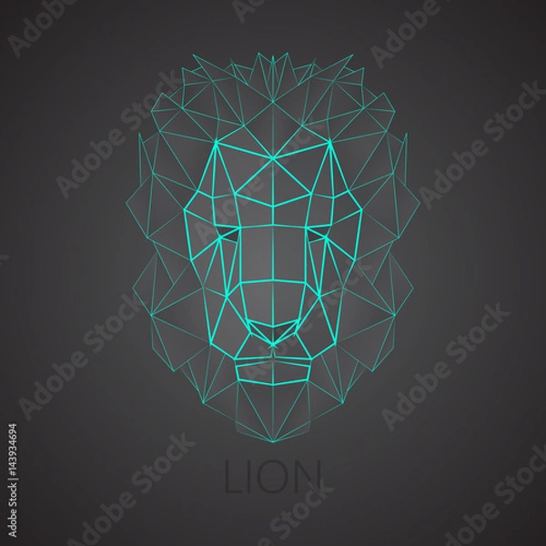 Obraz Lion. Linear, triangular lion.