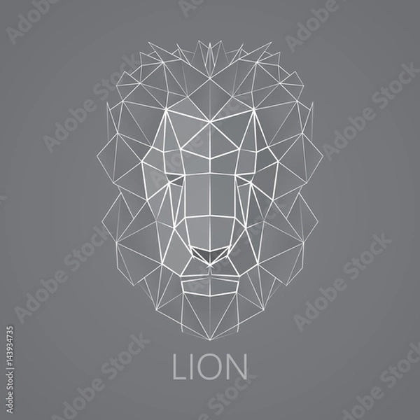Obraz Lion. Linear, triangular lion.