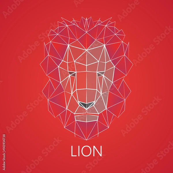 Obraz Lion. Linear, triangular lion.