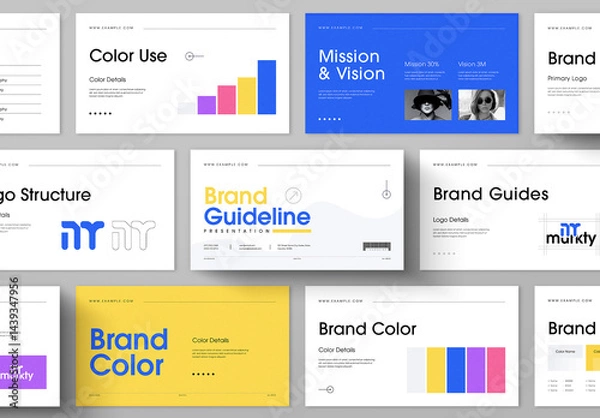 Fototapeta Brand Guideline Presentation Template Corporate Identity Deck