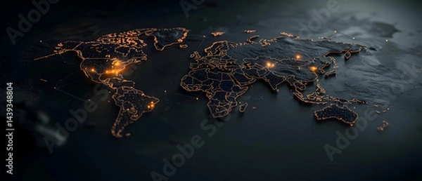 Fototapeta Global Illuminated Map