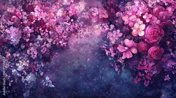 Obraz Vibrant Floral Background with Shades of Pink and Purple in an Ethereal and Dreamy Setting for Various Creative Projects