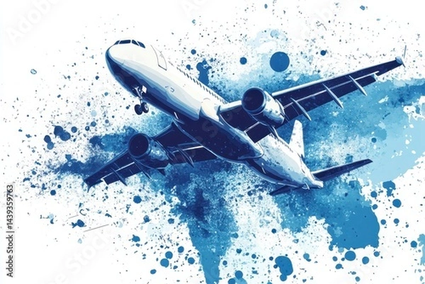 Fototapeta Artistic Representation of an Airplane in Flight with Abstract Colors