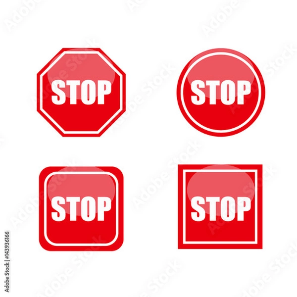 Obraz Stop sign, set. Flat design. Vector for web