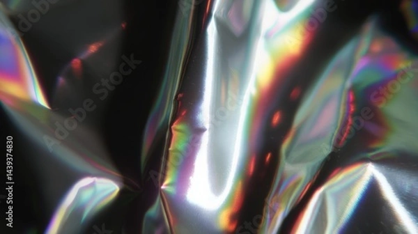 Obraz Exploring iridescent patterns on a metallic surface showcasing glitch effects and cyberpunk aesthetics