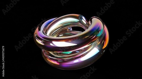 Obraz Exploring iridescent metallic forms with distorted reflections in a surreal cyberpunk aesthetic