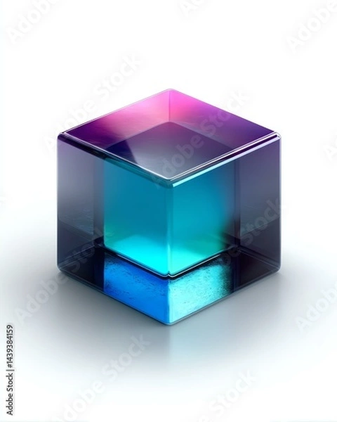 Fototapeta technology digital virtual meta verse Vibrant geometric cube with gradient colors.