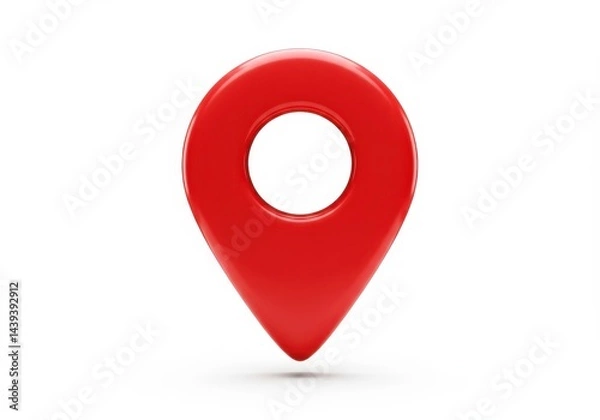 Obraz A single red location pin on a white background with a slight shadow underneath it