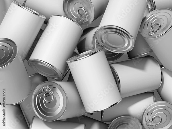 Fototapeta Blank Can Mockup for Food Packaging 3D Rendering