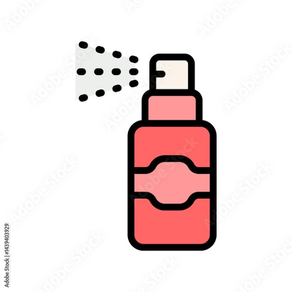 Fototapeta Bottle spray icon. Simple style symbol. Deodorant, dry shampoo, pump, antiseptic plastic packaging, liquid, clean, beauty care, hair care concept. Vector icon for web design isolated on white
