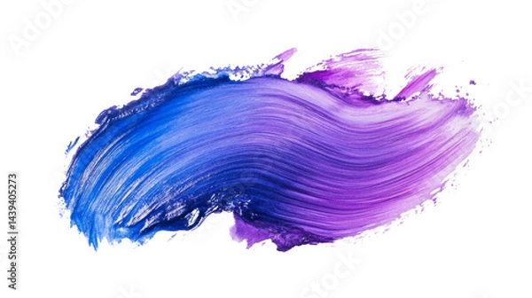 Fototapeta Fluid blue and purple color stroke with visible brush textures isolated on transparent background