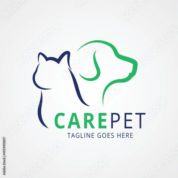 Fototapeta Dog and Cat, pet care logo with modern color and style