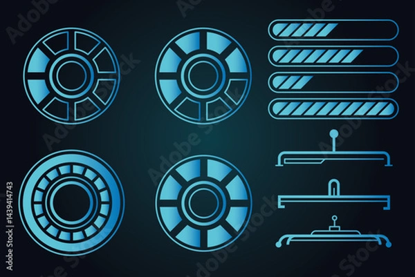 Fototapeta Creative futuristic infographics concept with glowing data charts, neon graphs, digital tech dashboards, 3D elements, modern data visualization, abstract technology layouts, sci-fi information design,
